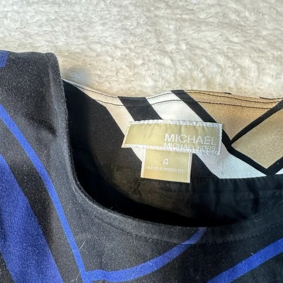 Michael Kors Womens Blue black  White Sheath Office Party Dress‎ 4 - Picture 2 of 5